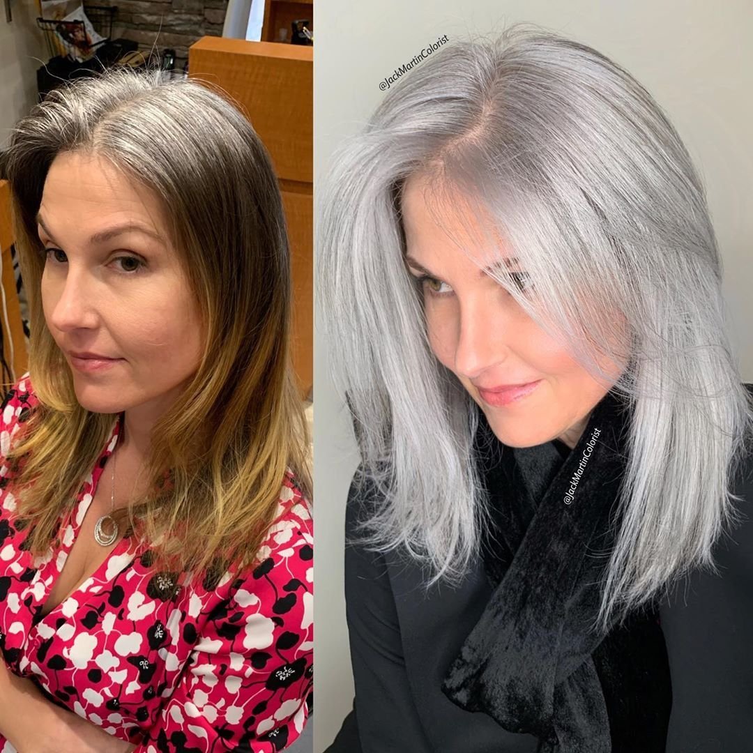 Мелирование на седые волосы: виды, фото до и после