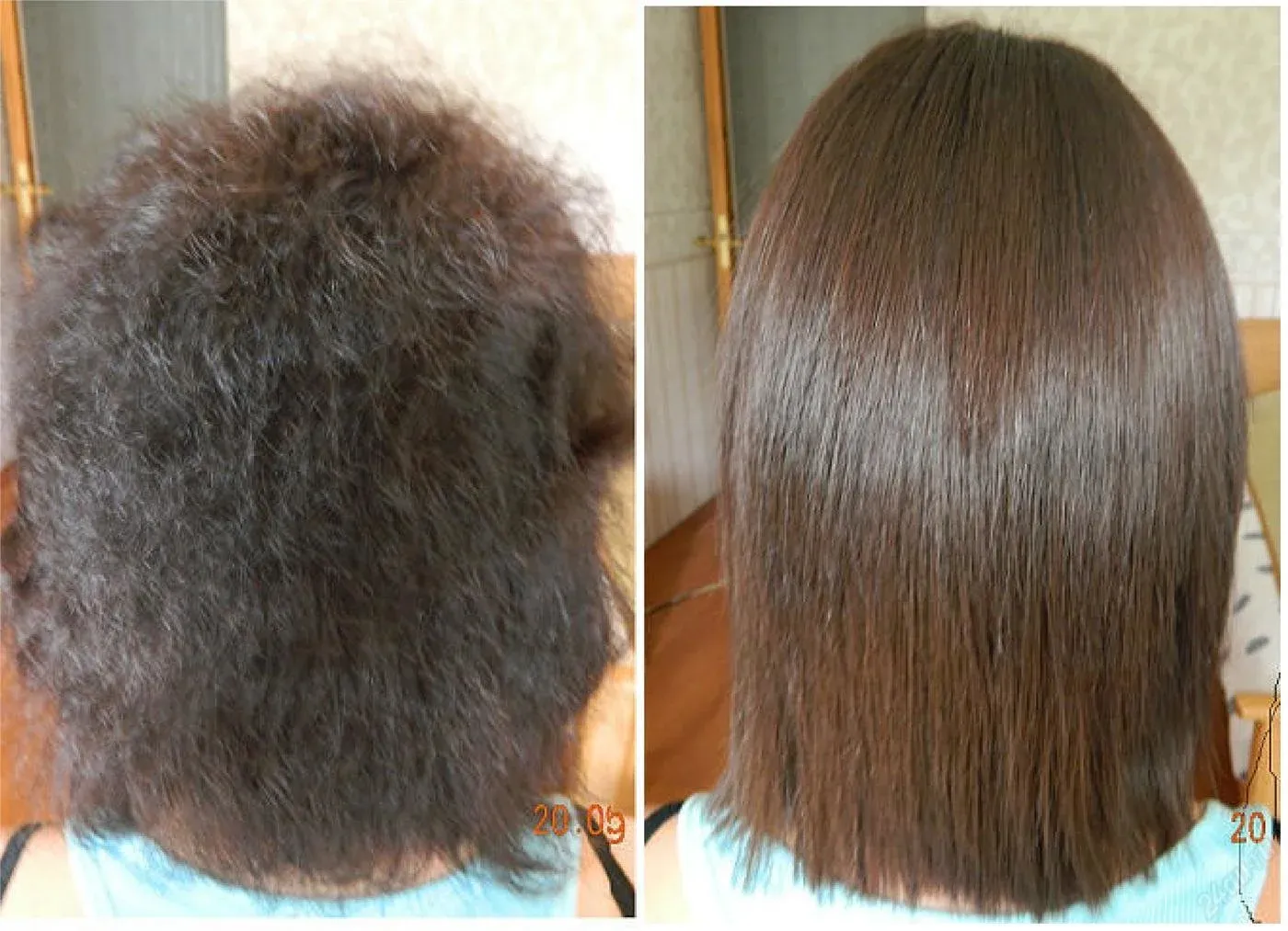 Выпрямление волос до и после