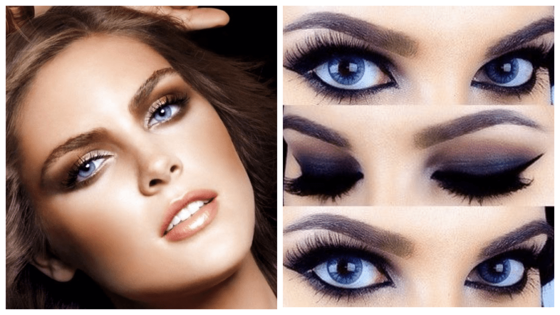 Вечерний макияж для голубых глаз- 3 лучших вариации
