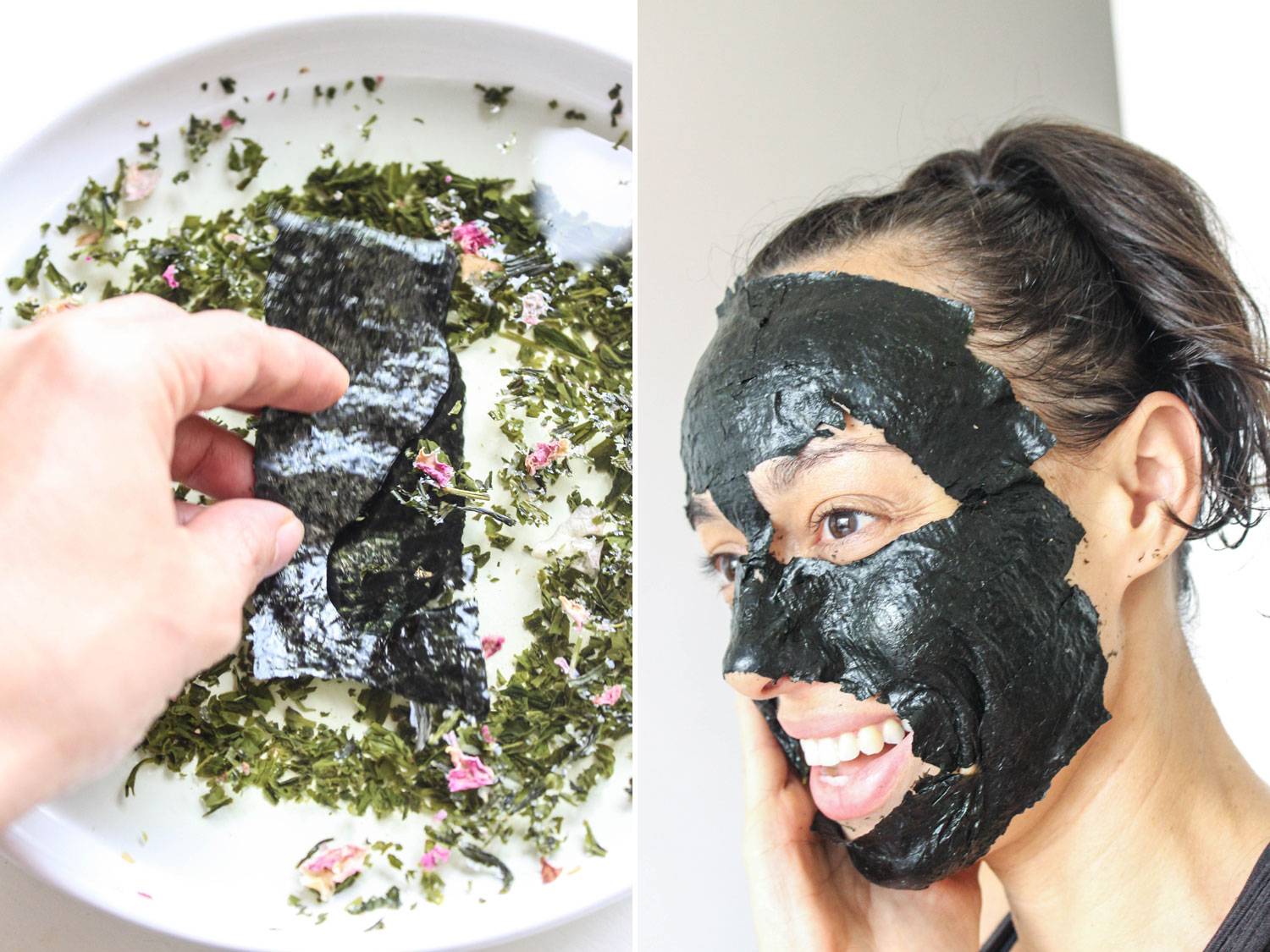 Черная маска для волос с водорослями