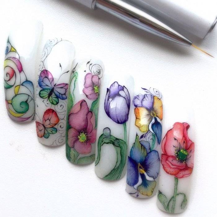 Рисунки на ногти акриловыми красками: простая техника выполнения в домашних условиях