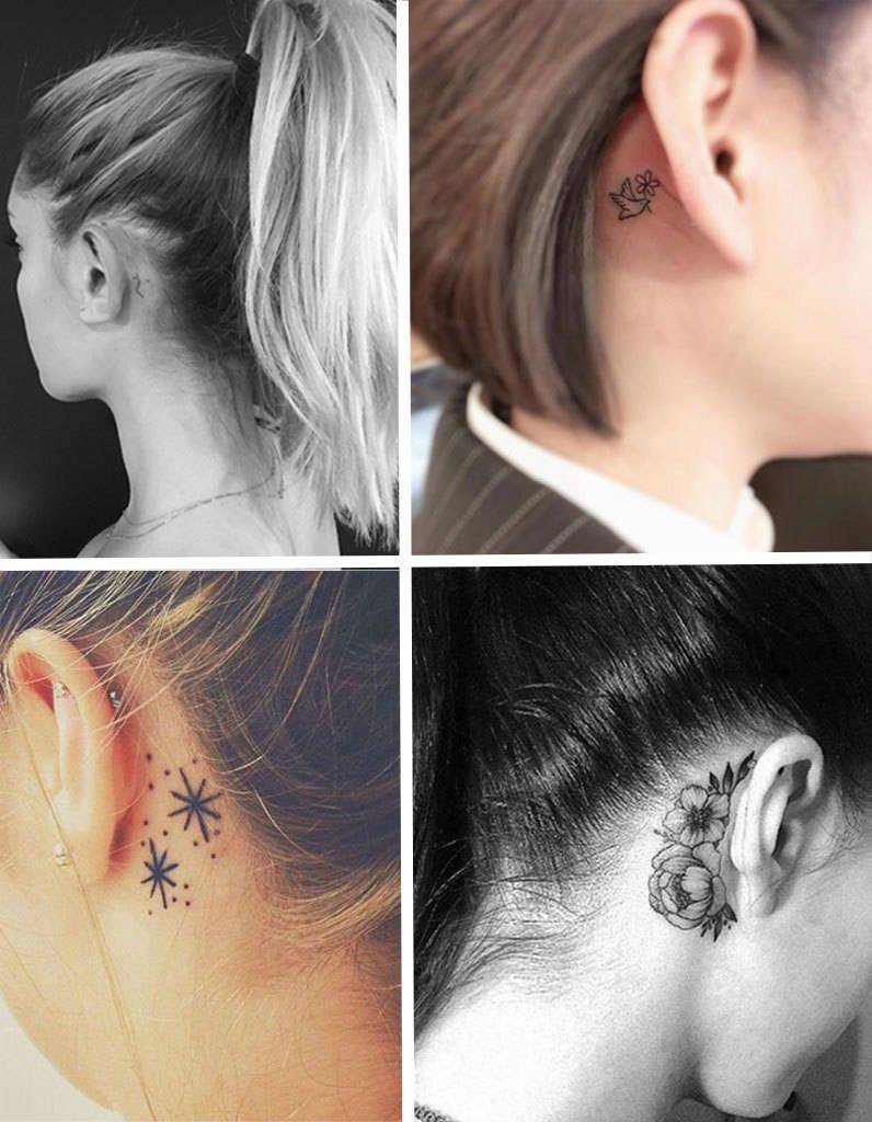 Татуировки за ухом для девушек. тату на ушах- для неординарных tattoo особ