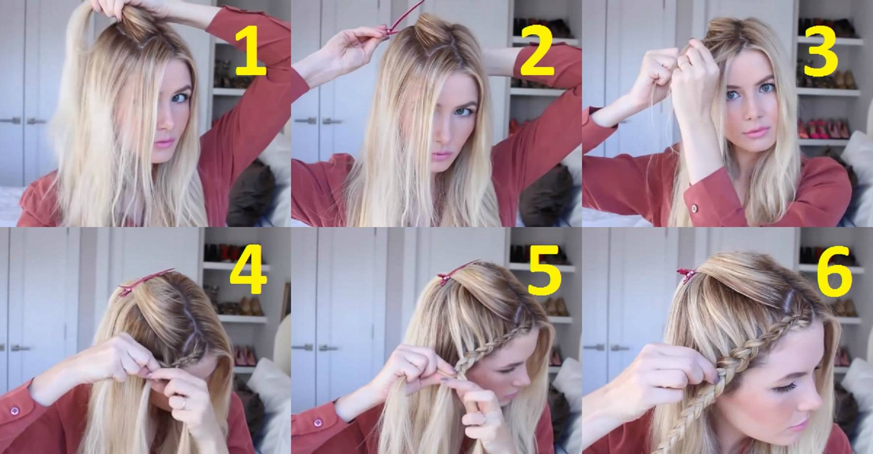 Как плести косу ободок с распущенными волосами: фото и видео инструкция