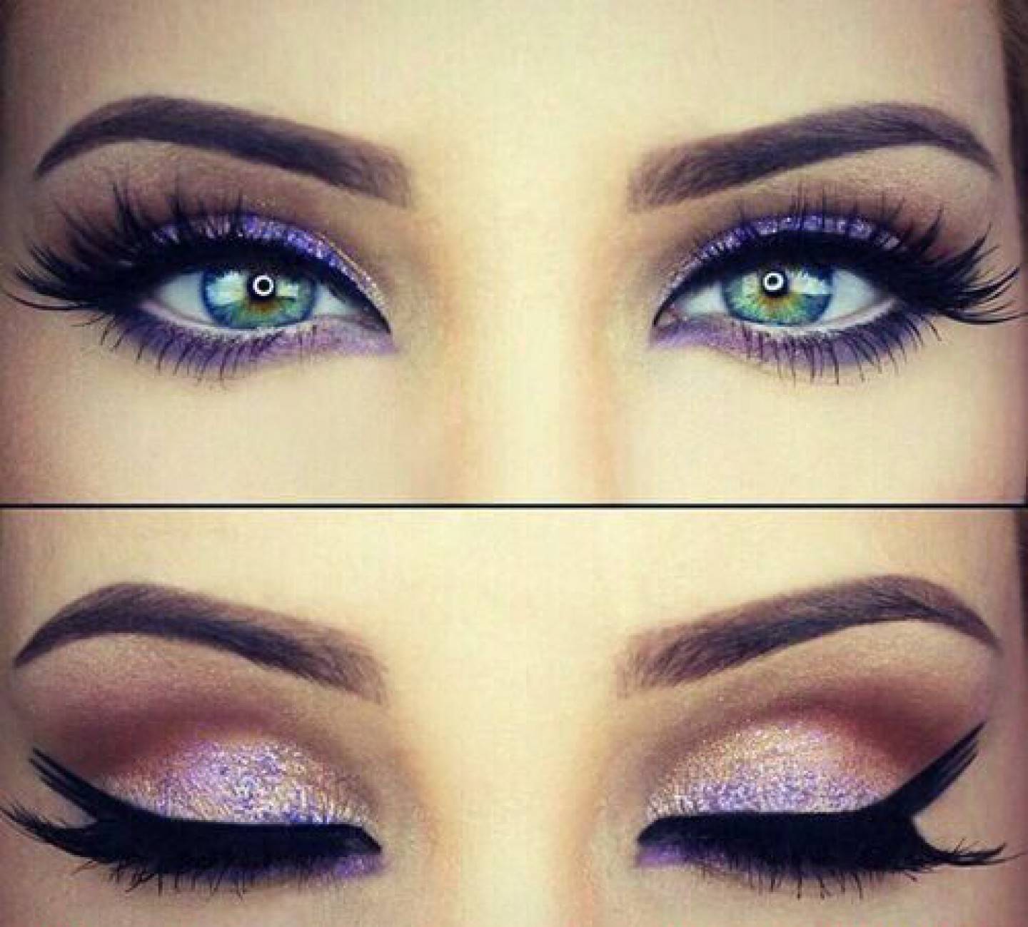 Фиолетовый макияж для зеленых глаз