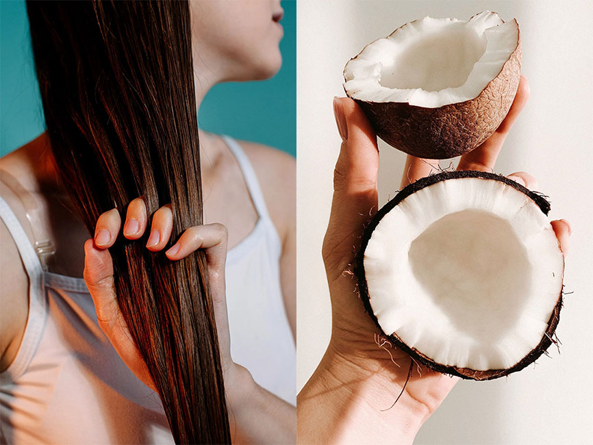 кокос для волос. маска для волос с кокосовым маслом. масло для волос. маска с кокосовым маслом. домашние маски для волос.