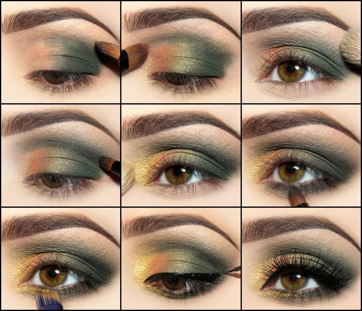 Как сделать пошагово макияж для каре-зеленых глаз