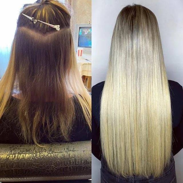 Микронаращивание волос до и после фото