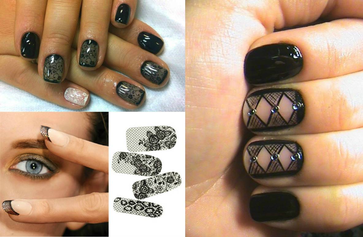 Дизайн ногтей «колготки» или черная вуаль: фото, видео