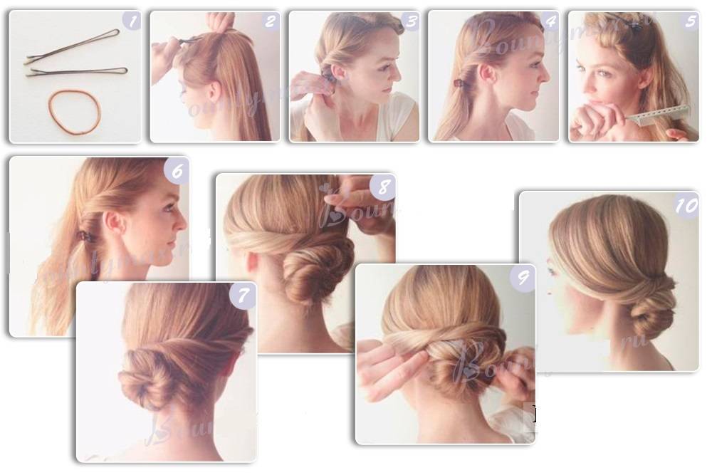Как сделать пучок на голове с помощью резинки (фото): на средние и длинные волосы