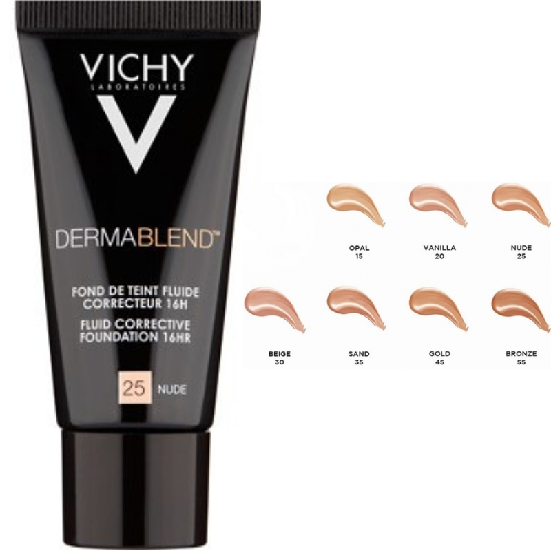 Vichy dermablend (виши дермабленд): тональный крем для проблемной кожи лифтактив флюид, идеальный тон для жирной 3d correction