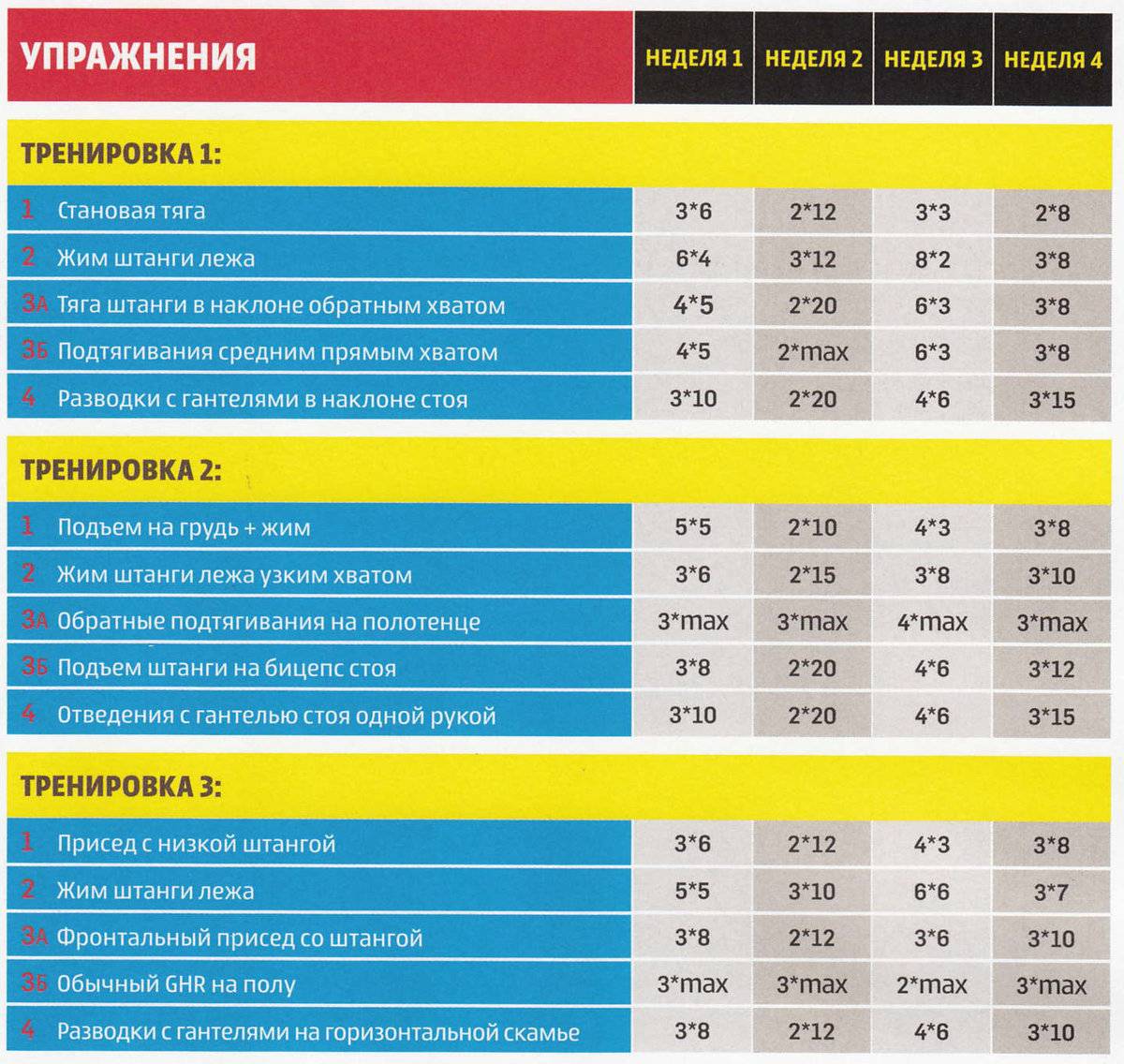 Схема тренировок в тренажерном зале для мужчин для похудения