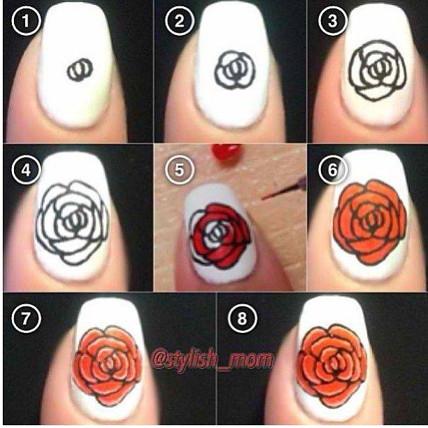 Как нарисовать розу на ногтях пошагово: 17 фото дизайна ногтей