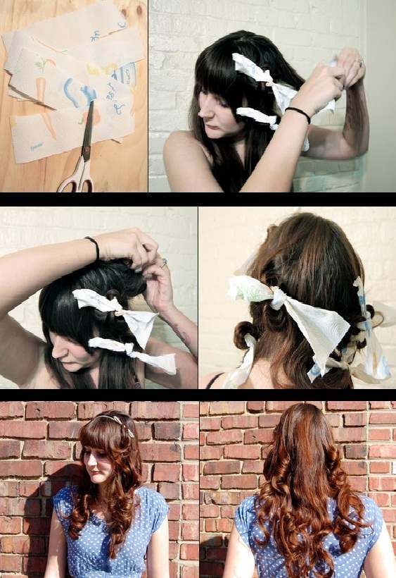 Как накрутить волосы на веревочки или бумажки на ночь