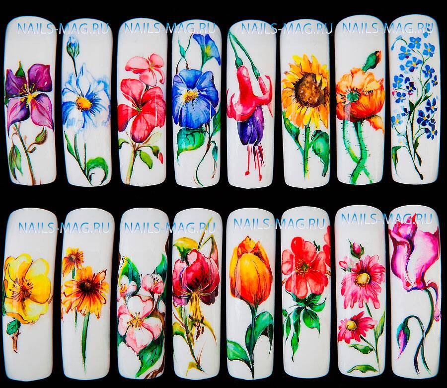 Рисунки акриловыми красками на ногтях в домашних условиях для начинающих, фото