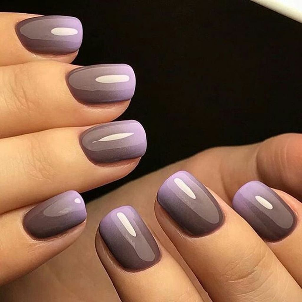 Маникюр на короткие ногти фиолетовый цвет