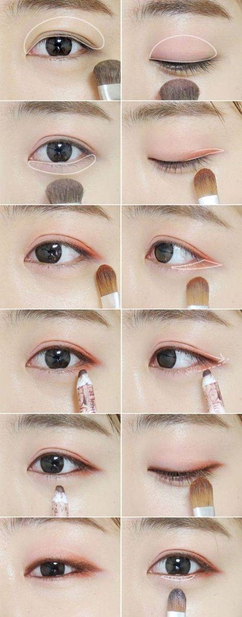 Корейский макияж глаз, губ: пошагово с фото