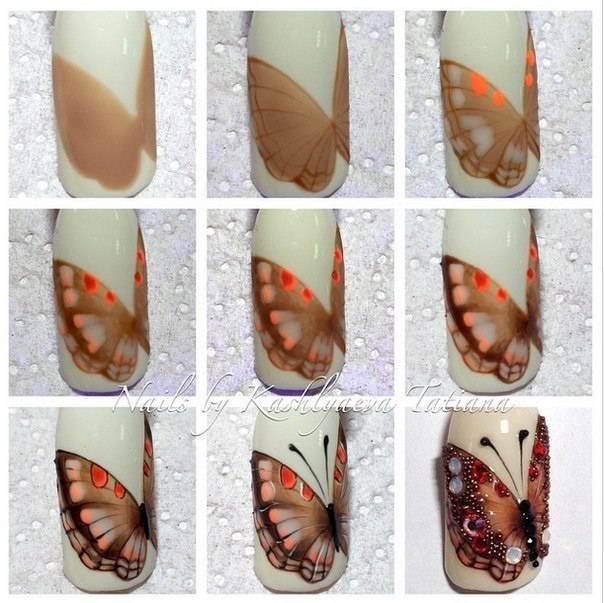 Как правильно нарисовать бабочку на ногтях гель лаком, шеллаком и битым стеклом? как нарисовать белую, черную и простую бабочку на нарощенных, коротких, длинных ногтях и с френчем?