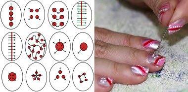 Рисунок на ногтях иголкой: схемы и способы выполнения