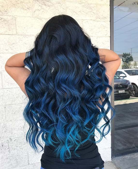 Синее омбре: фото на темные, светлые и русые волосы