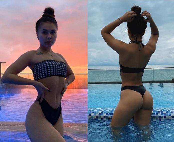 Слив покров в купальнике