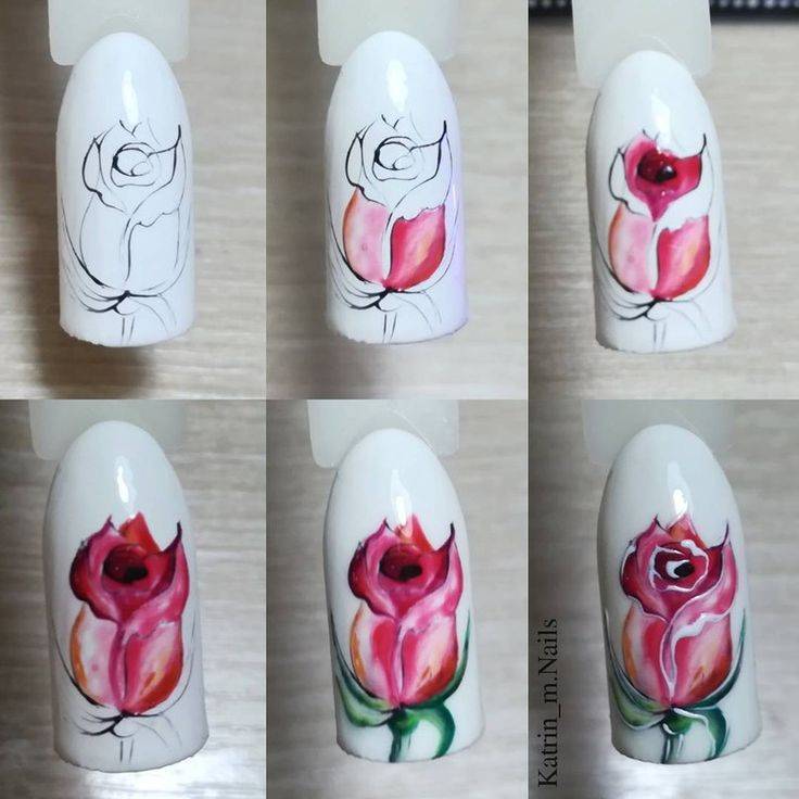 Как на ногтях нарисовать розу в домашних условиях быстро и просто