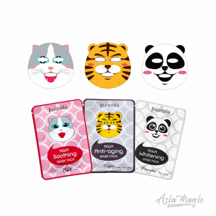 Корейские тканевые маски для лица с рисунками в виде зверей