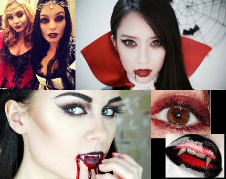 Макияж на хэллоуин для девочек и девушек - ведьмы, вампира, черепа, кошки и куклы